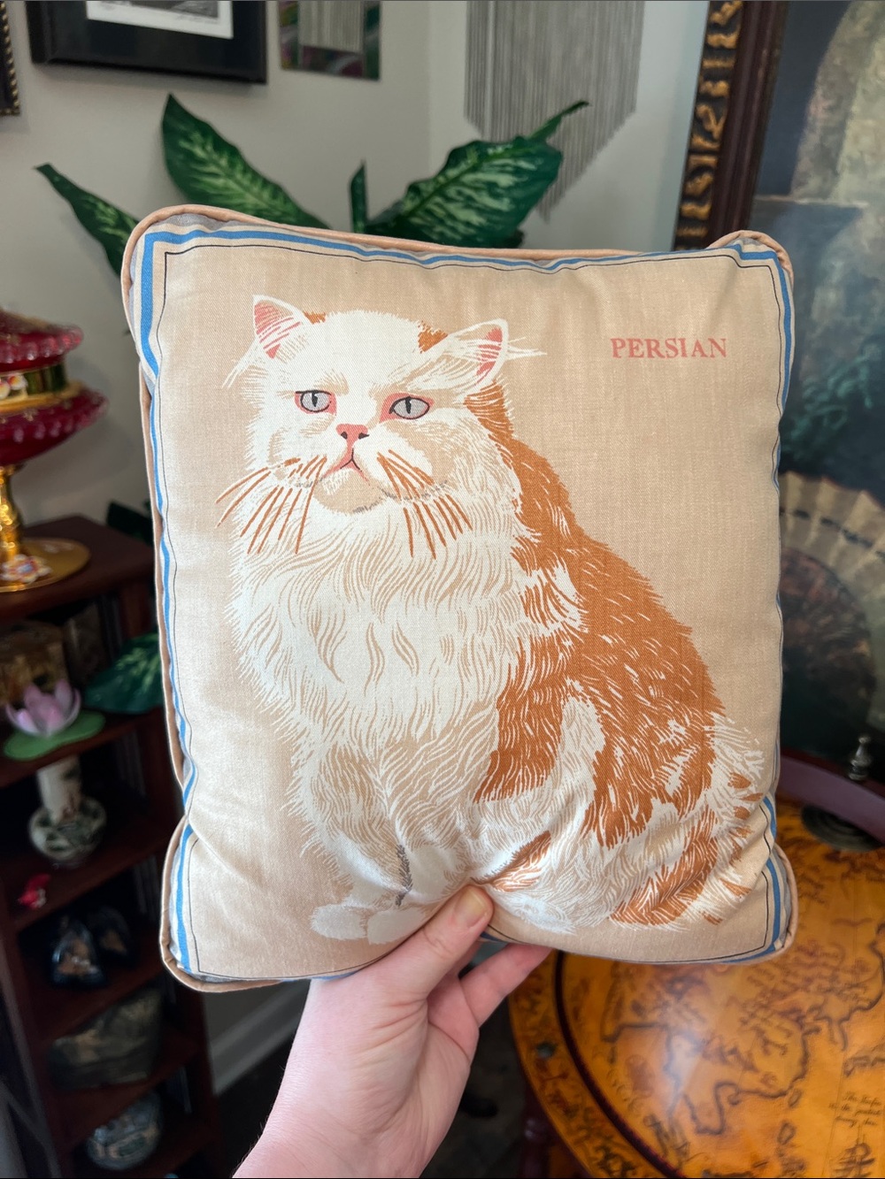 Vintage Persian Cat Accent Pillow Throw Pillow